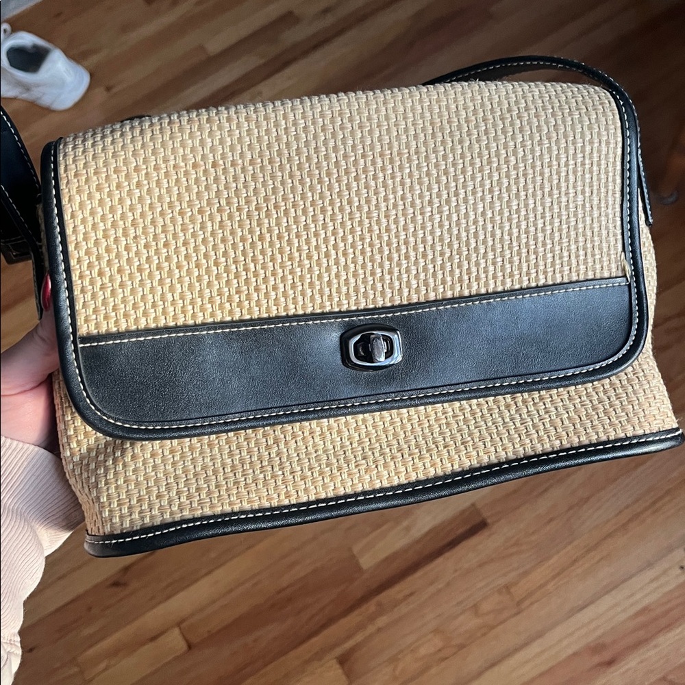 Woven Straw Black and Tan Women's Bag